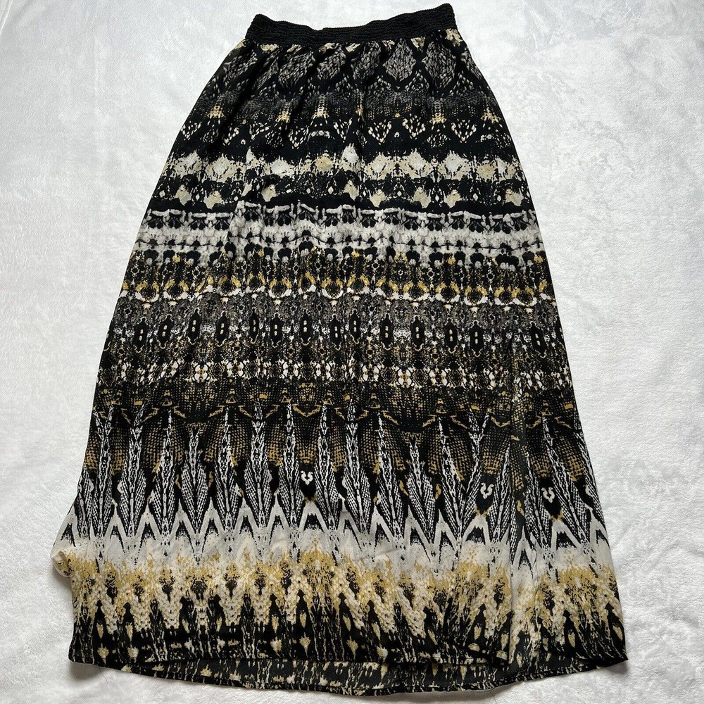 Trendy Collection Long Skirt Size medium Brown Floral High Waist Open Sides